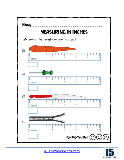 measurement in inches worksheet