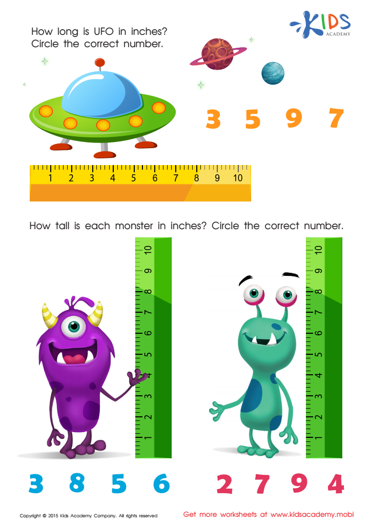 Measuring in Inches Worksheet: Free Printable PDF for Children