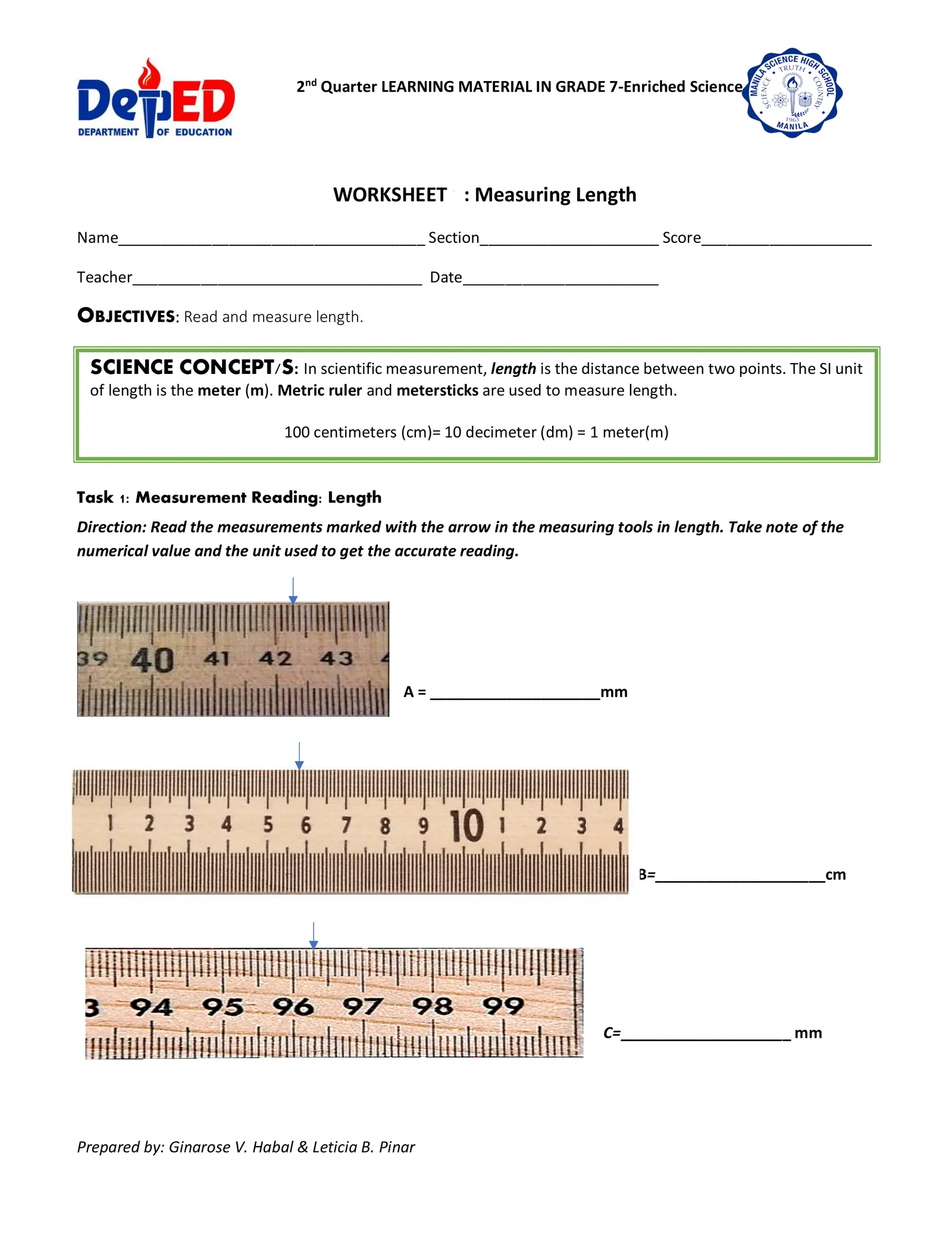 measurement in science worksheet
