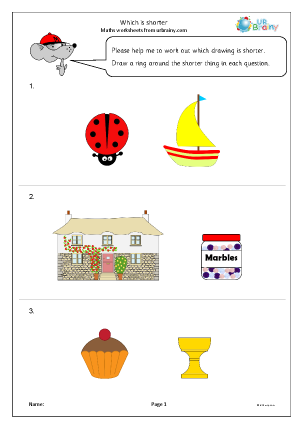 Measurement Maths Worksheets for Year 1 (age 5-6) - URBrainy.com