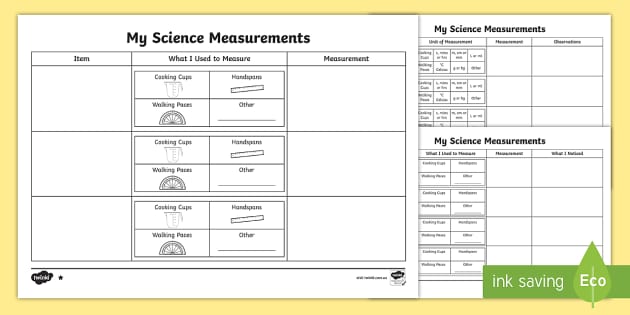 My Science Measurements Worksheet (teacher made) - Twinkl