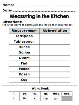 measurement skills worksheet