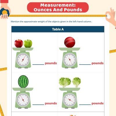 Measuring Worksheets: Weight In US Customary System | MomJunction