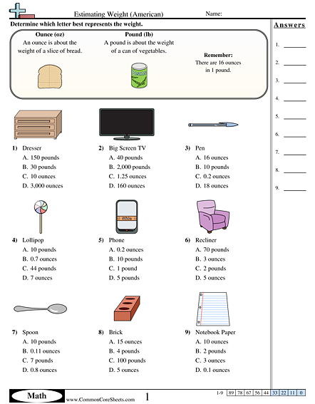 Weight Worksheets | Free - Distance Learning, worksheets and more ...