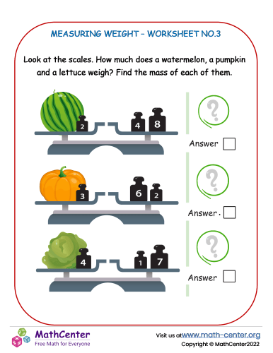 Measuring Weight Worksheet No.3 | Worksheets | Math Center