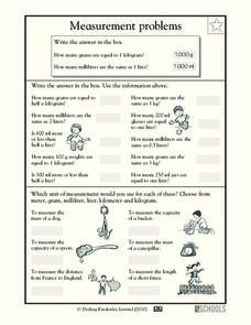 Units of Measurement Worksheet for 2nd - 3rd Grade | Lesson Planet
