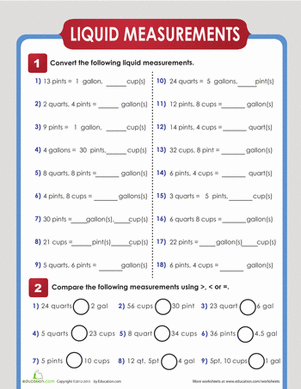 Liquid Measure Conversion | Worksheet 