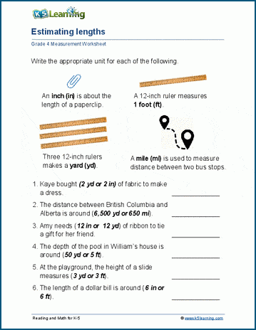 Estimating Measurements Worksheets | Worsheets library
