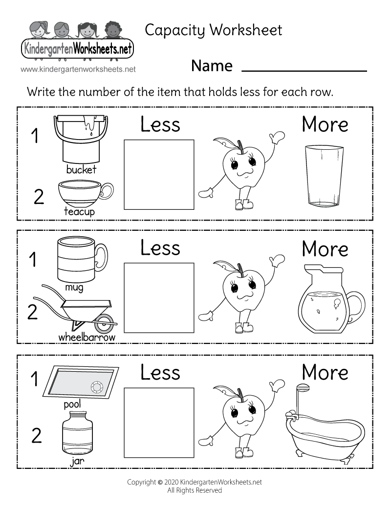 Capacity Worksheet - Free Printable, Digital, &  PDF