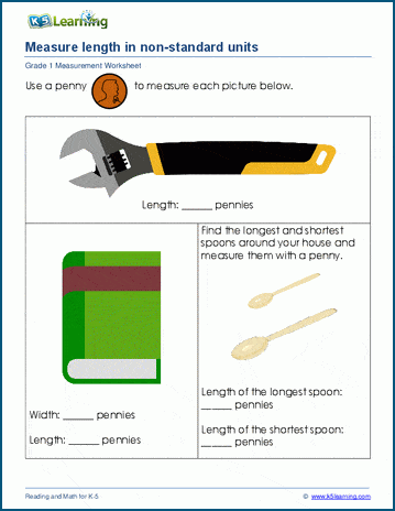 measurement worksheet for 1st grade