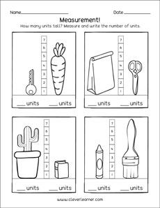 measurement worksheet for kindergarten free