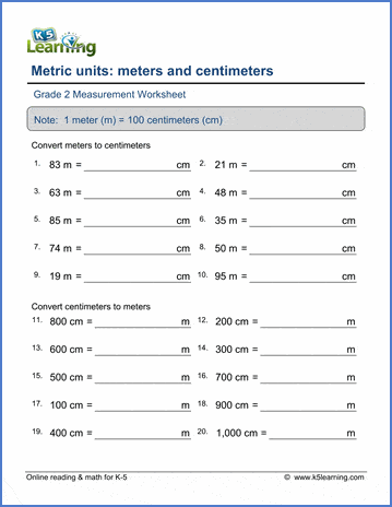 Grade 2 math worksheet - Measurement: convert between centimeters ...