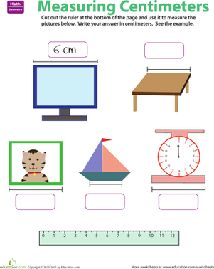 Ruler Reading: Centimeters | Worksheet 