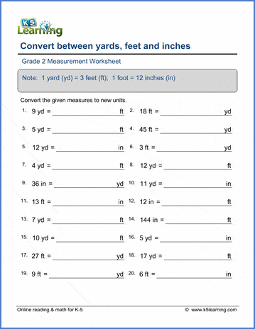 measurement worksheet grade 2 with answers