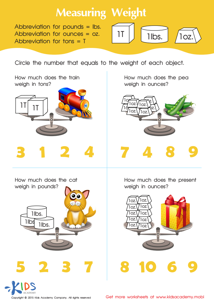 Measuring Weight In Ounces, Pounds And Tons Worksheet:, 44% OFF