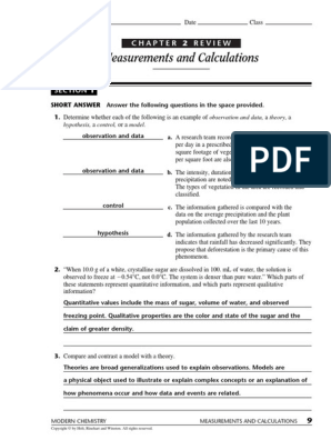 measurements and calculations worksheet