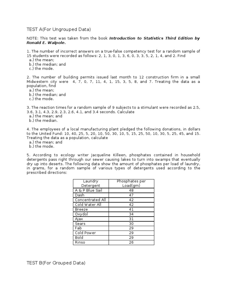 measures of central tendency word problems worksheet