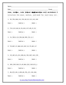 Central Tendency Worksheets
