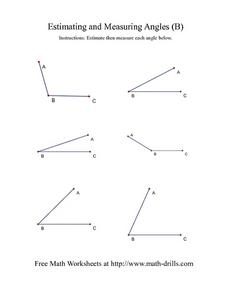 Estimating and Measuring Angles (B) Worksheet for 3rd - 5th Grade ...