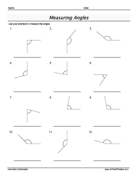 Measuring Angles Worksheets - Free Printable