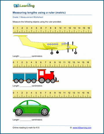 Grade 1 measurement worksheets: Measuring lengths in centimeters ...