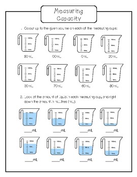 measuring cup worksheet