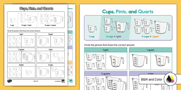 measuring cup worksheet