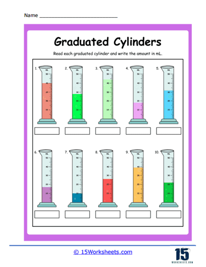 measuring graduated cylinder worksheet