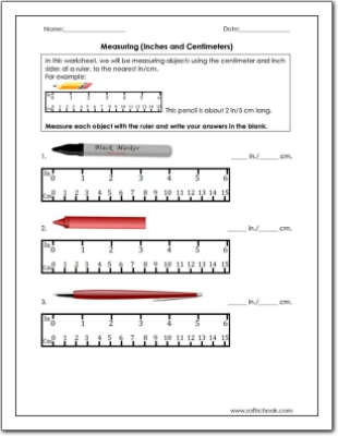 Inches and Centimeters Worksheet for 2nd 3rd Grade Lesson Planet