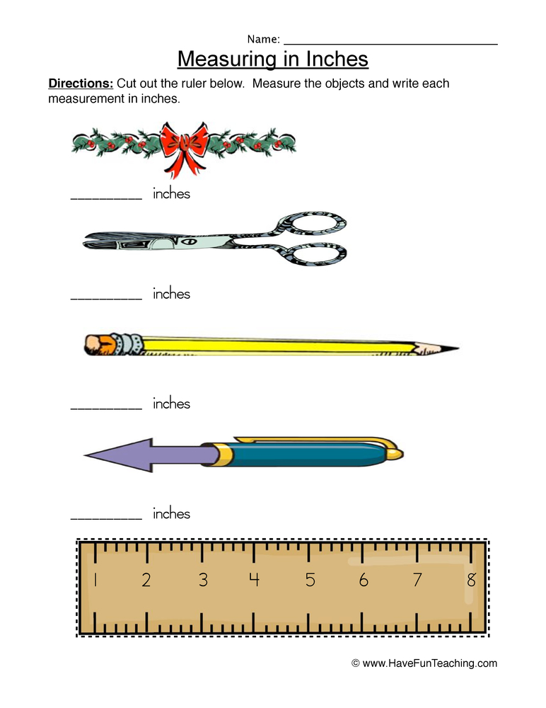 Measuring Inches Worksheet  