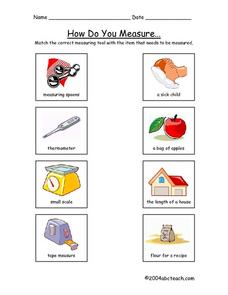 How Do You Measure? Matching Worksheet for 3rd - 4th Grade ...