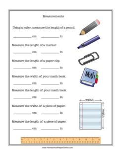 Measurement Worksheet - Homeschool Helper Online
