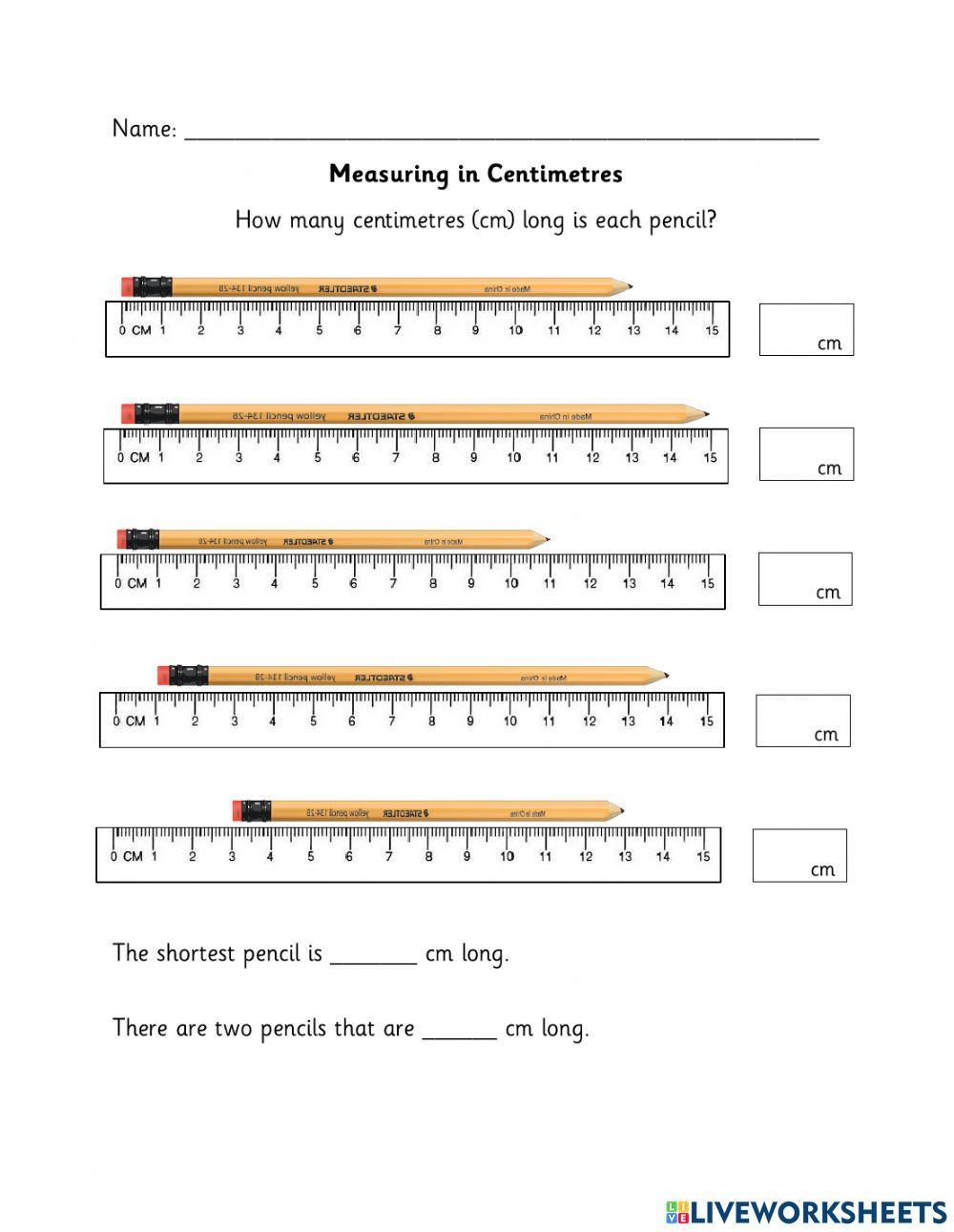 Measuring Length - CM worksheet  