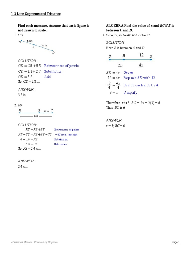 Line Segments and Distance Solutions | PDF | Triangle | Elementary ...