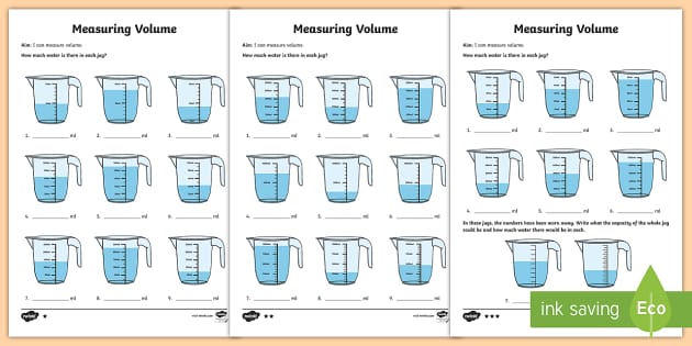 measuring liquid volume worksheet answers