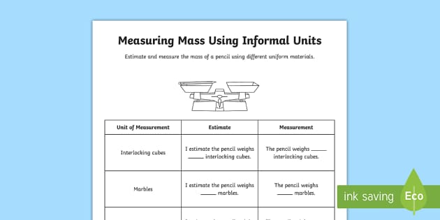 measuring mass worksheet