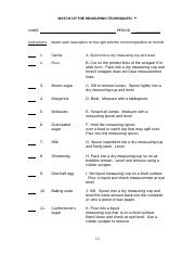 measuring match up worksheet answers