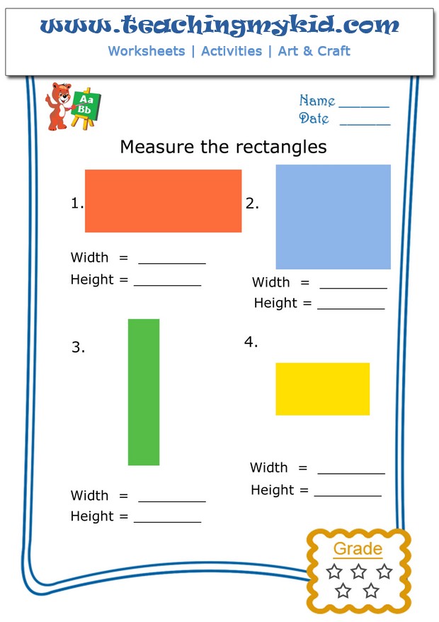 Free printable math worksheets - Measure the rectangle - 5