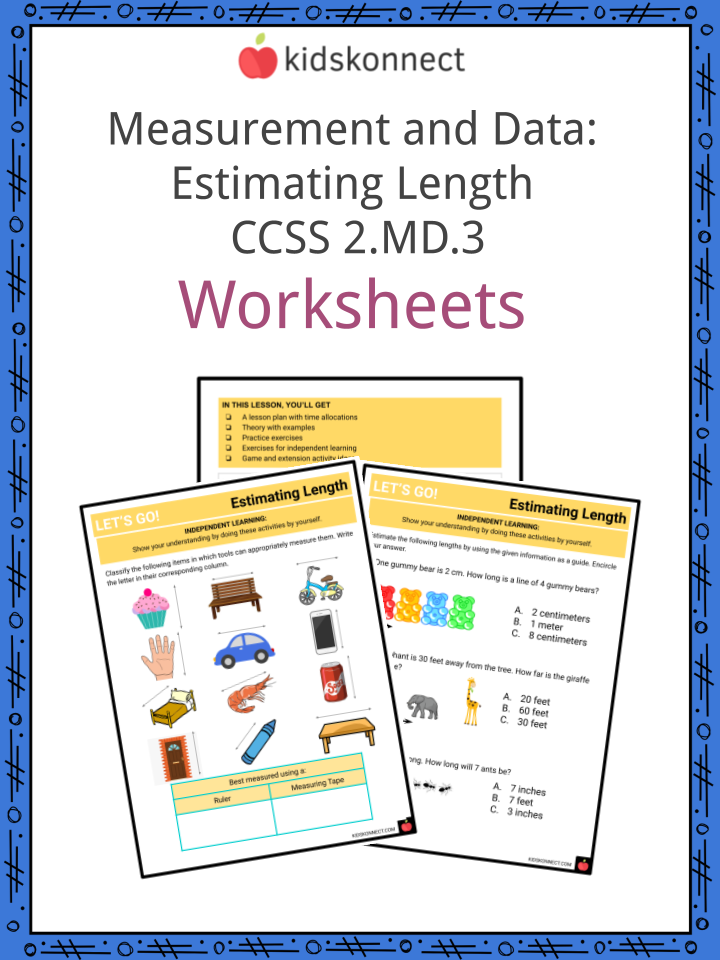 Measurement and Data: Estimating Length 2.MD.3 Facts &  Worksheets ...