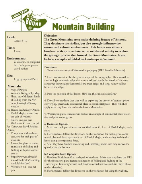 measuring mountains worksheet answers