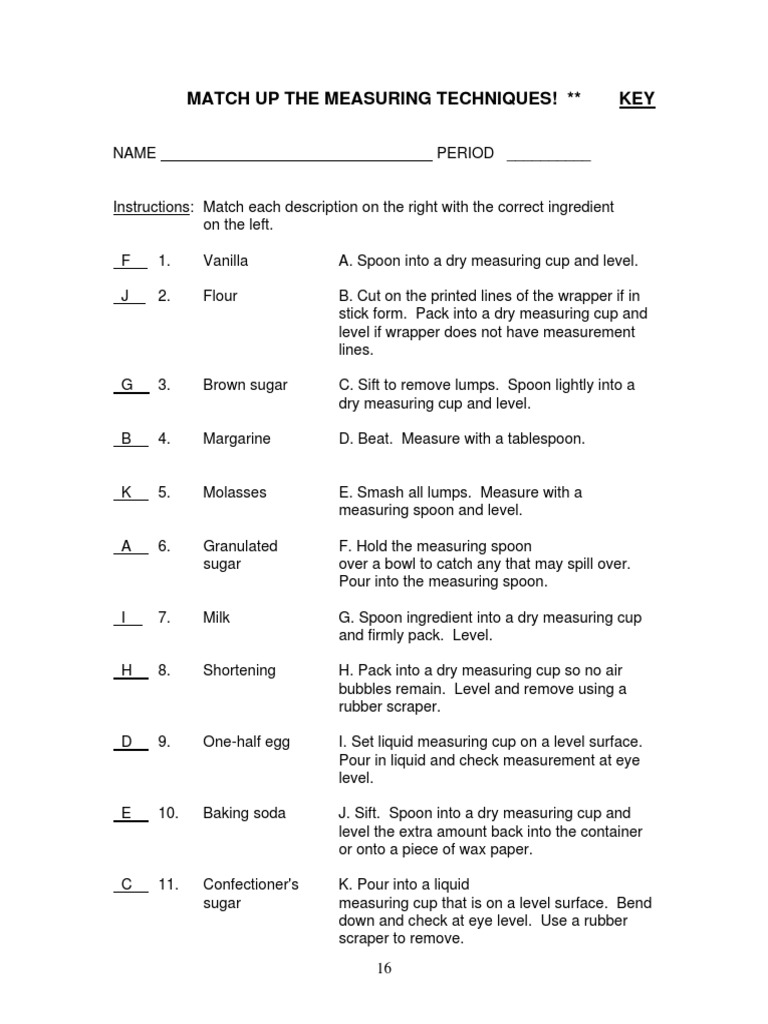 Match Up Key | PDF