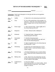 match-up the measureing techniques worksheet - MATCH UP THE ...