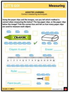 Measurement and Data: Measuring CCSS 1.MD.2 Facts &  Worksheets