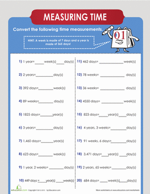 Measures of Time | Interactive Worksheet 