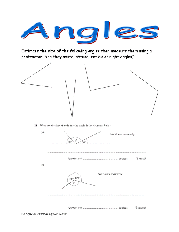 Angles worksheets and PowerPoints