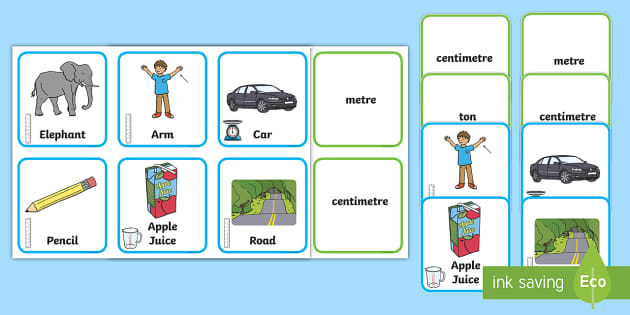 Units of Measure Matching Cards (teacher made) - Twinkl