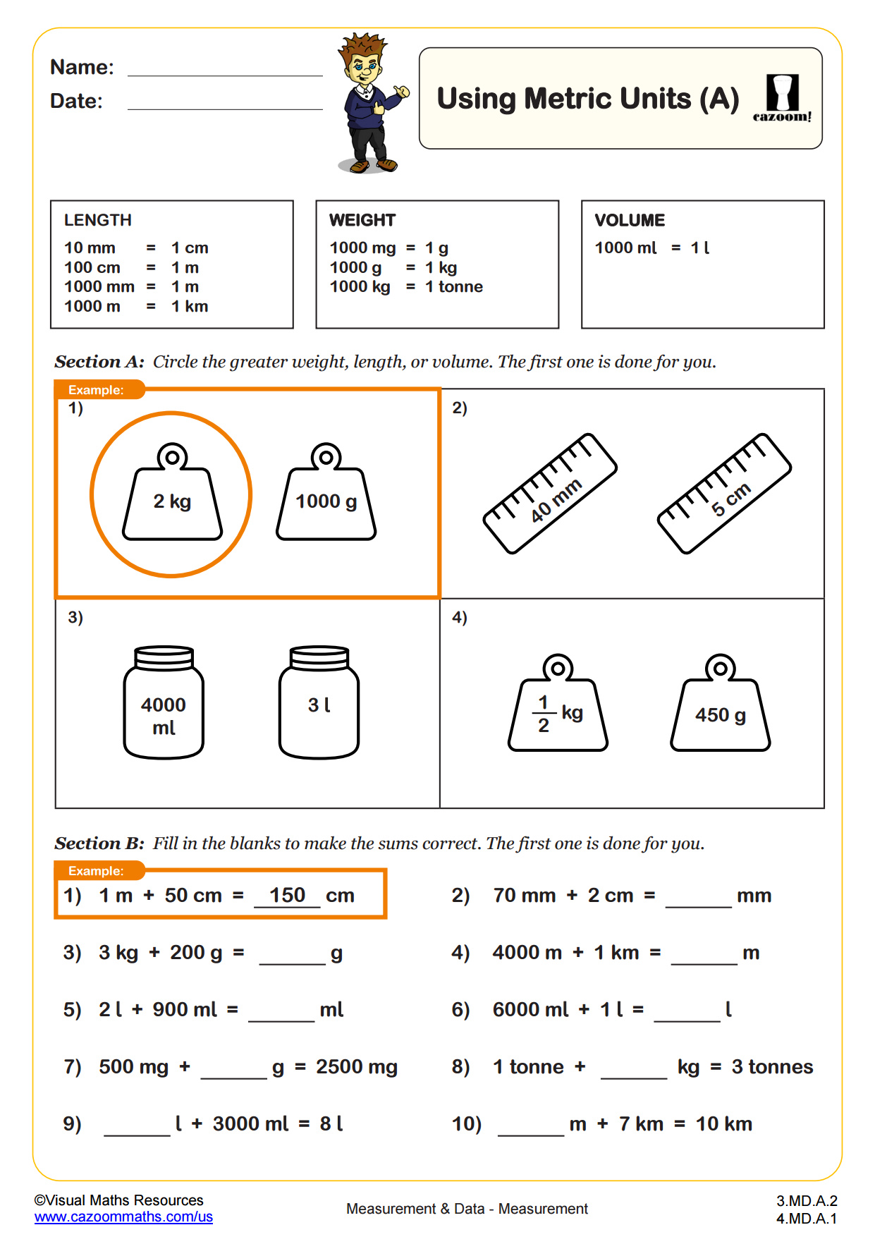 measuring units worksheet 4th gtade