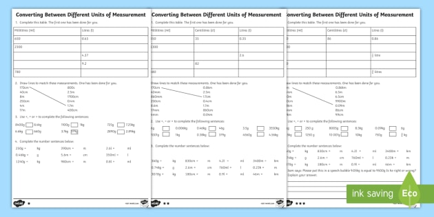 Converting Measurements Worksheet - KS2 Maths Resource