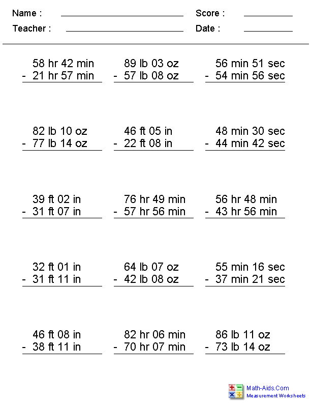 measuring units worksheet grade 4