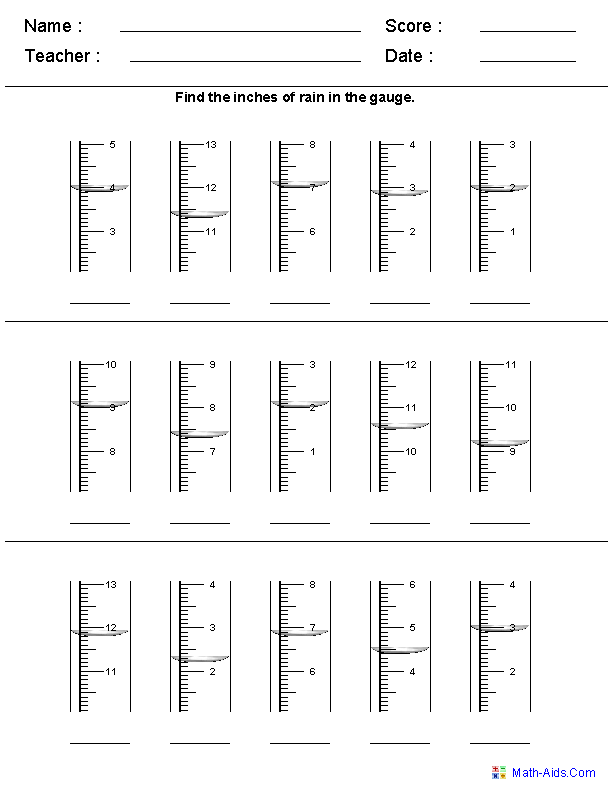 Measurement Worksheets | Dynamically Created Measurement Worksheets